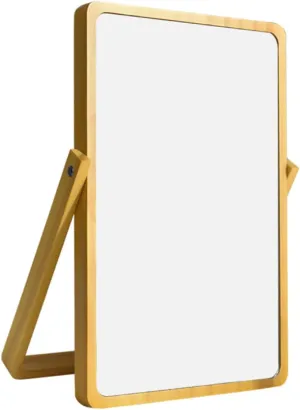 Desktop Makeup Mirror Solid Wood Lighted Reflection for Girls' Vanity Office