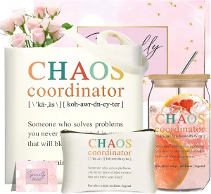 DHQH Thank You Gifts For Women, Employee Appreciation Gifts, Chaos Coordinator Gift for Coworkers Boss Manager Office Lady Nurse Mom, Administrative Professional Day with 16Oz Glass Cup