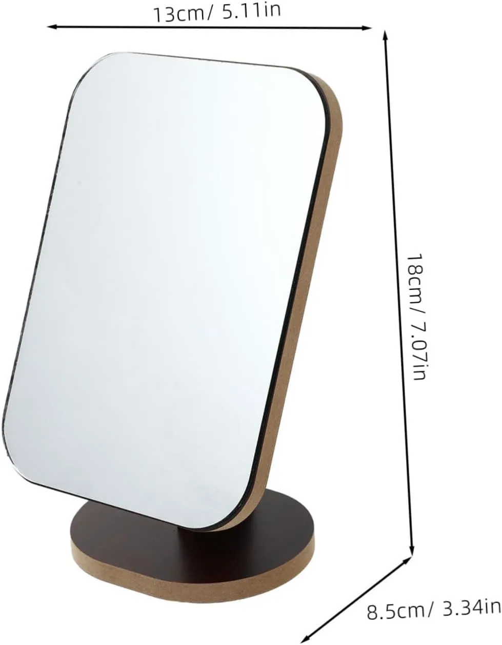Didiseaon 1PC Portable Wooden Makeup Mirror Rotatable Tabletop Cosmetic Mirror for Easy Viewing High Definition Surface Chic Design for Home Travel
