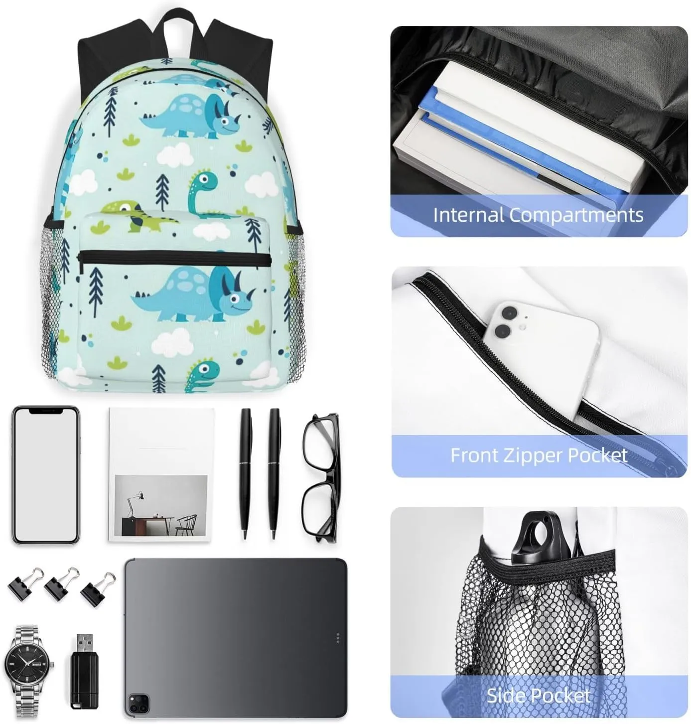 Dinosaur Pattern Print Comfortable Backpack,Your Essential Casual Travel Bag For Outdoor Adventures