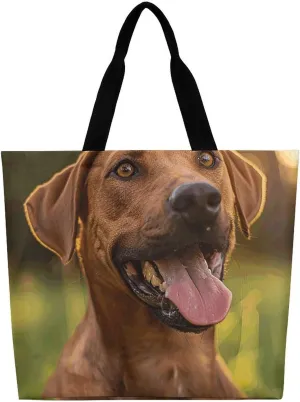 Dog Sticking Out Tongue Tote Bag Large Women Casual Shoulder Bag Reusable Grocery Bag Fasion Handbag for Office Shopping Travel