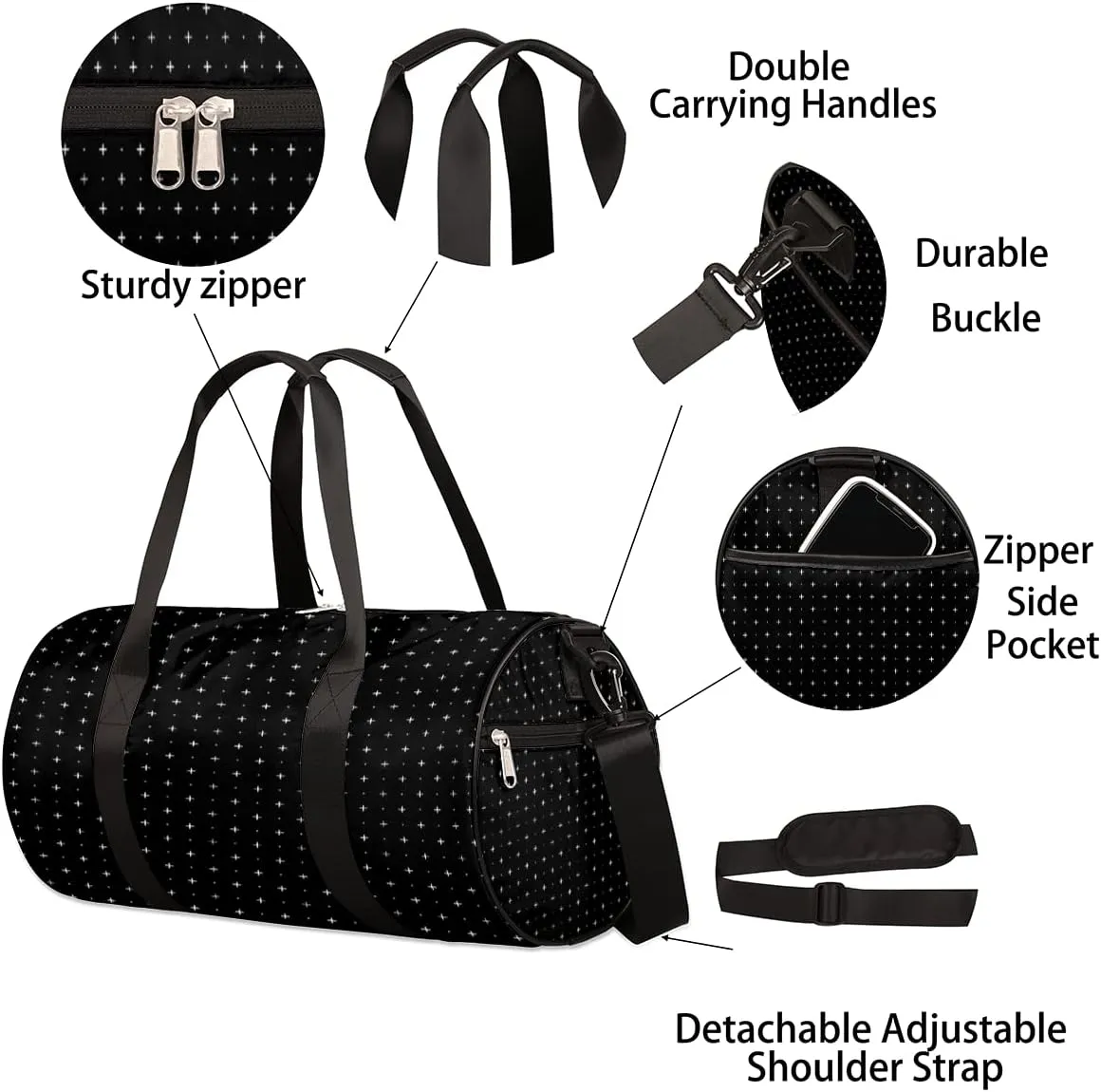 Dots Tiles Classic Gym Bag Small Gym Duffel Bags for Men Women Overnight Weekender Bag Lightweight Sport Duffle Bag Carry On Gymbag