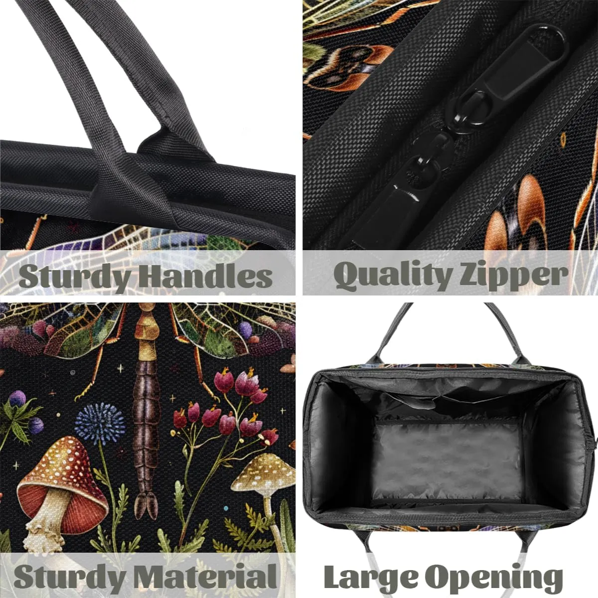 Dragonfly Nebula Mushroom Weekender Overnight Bag for Women Waterproof Carry On Travel Duffle Bags with Pocket Lightweight Sports Gym Tote Bag Large Luggage Workout Personal Item Hospital Bags