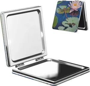 Dragonfly Painting Portable Pocket Cosmetic Mirror-Compact and Light, It is A Necessary Thing to Go Out for Beauty and Makeup
