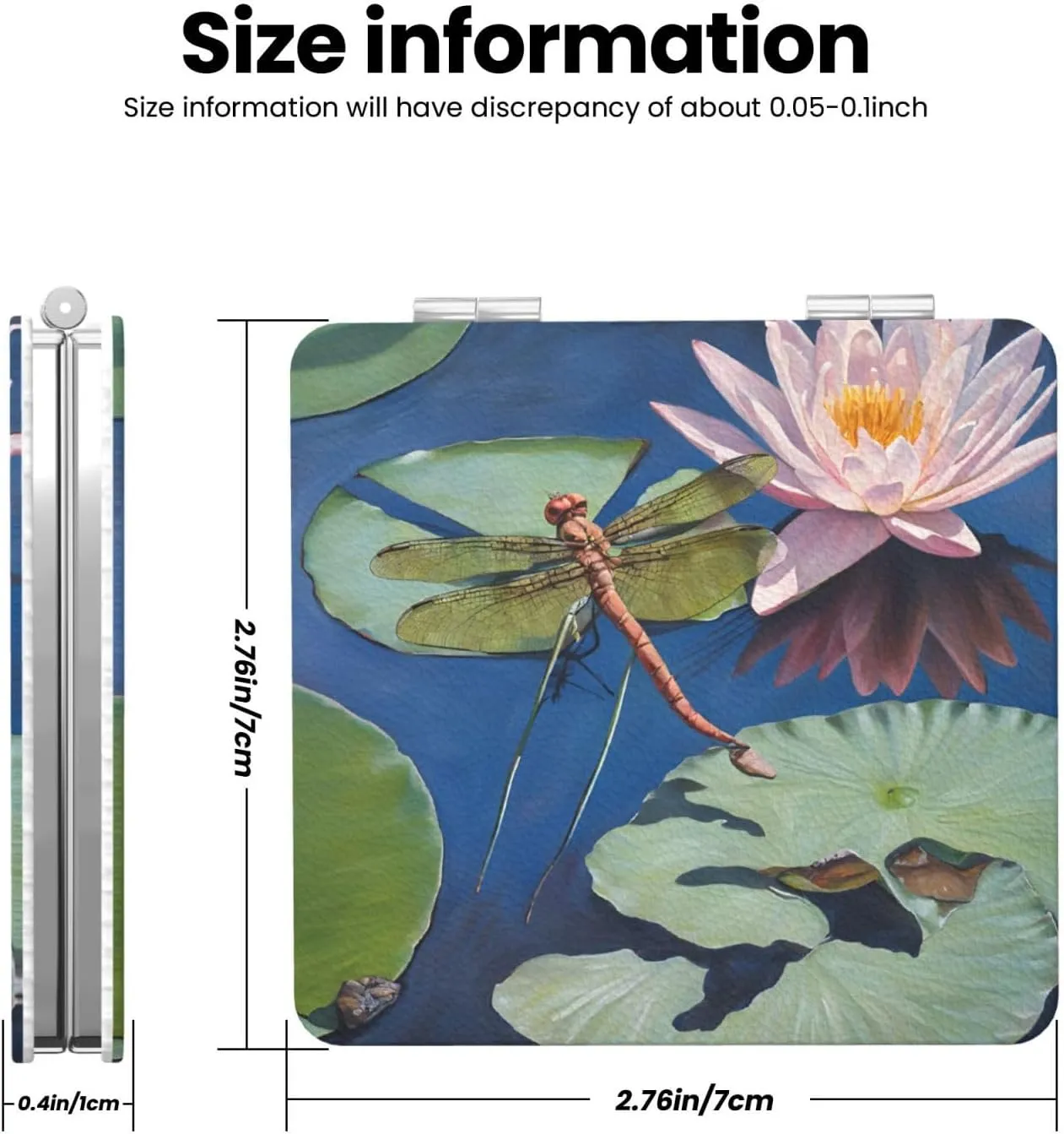Dragonfly Painting Portable Pocket Cosmetic Mirror-Compact and Light, It is A Necessary Thing to Go Out for Beauty and Makeup