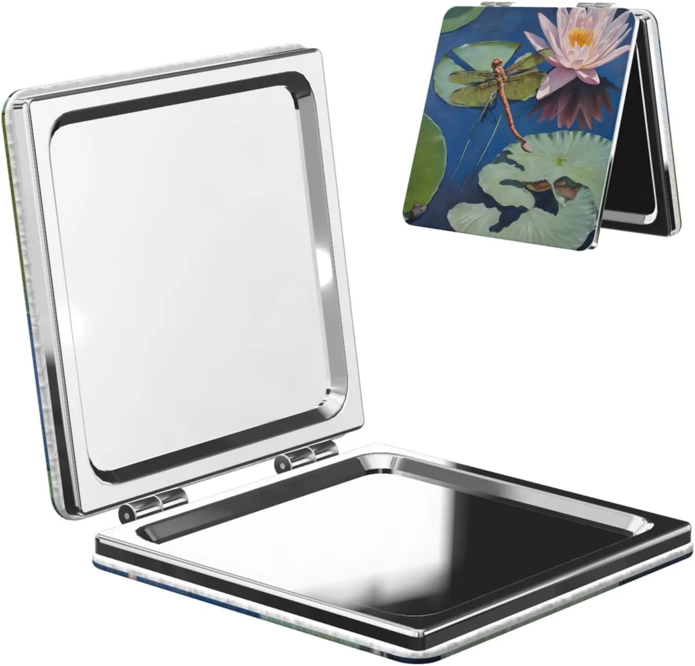Dragonfly Painting Portable Pocket Cosmetic Mirror-Compact and Light, It is A Necessary Thing to Go Out for Beauty and Makeup
