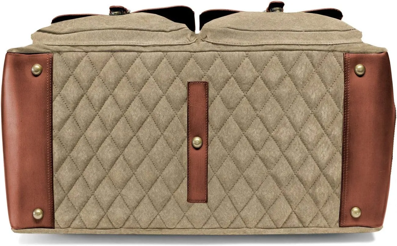 DRAKENSBERG Duffle bag 'Steve' - large weekender, travel duffel and gym bag in striking vintage safari design, ladies, men, sustainably handmade, canvas, leather, 60L, khaki-beige, brown, DR00104