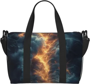 dramatic lightning print Travel Duffel Bag, Sports Tote Gym Bag, Swim Pool Bag Large Shoulder Tote Bag for Beach Weekender