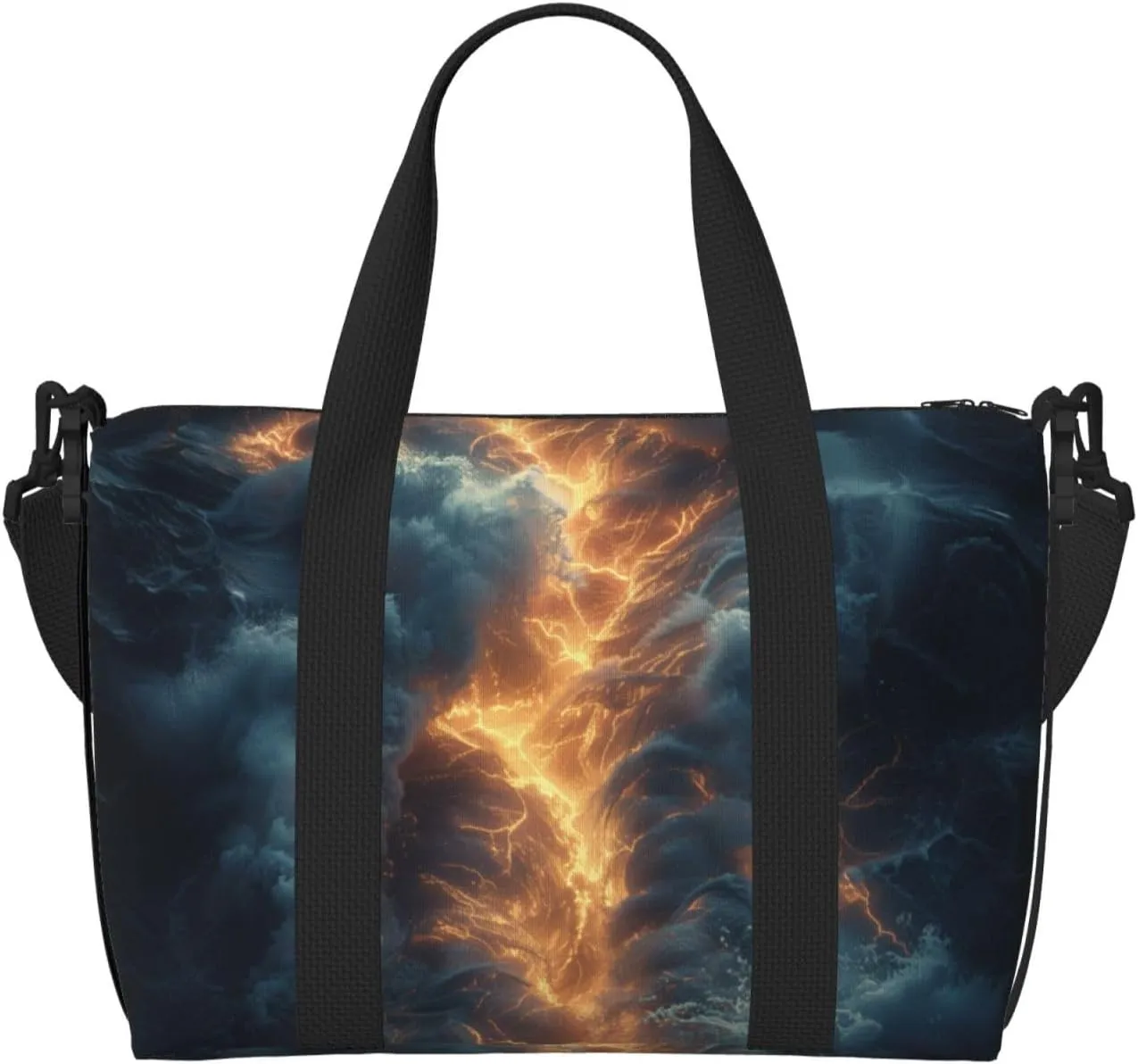 dramatic lightning print Travel Duffel Bag, Sports Tote Gym Bag, Swim Pool Bag Large Shoulder Tote Bag for Beach Weekender