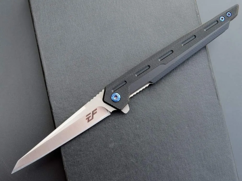 Eafengrow EF948 Folding Knife D2 Steel Blade   G10 Handle camping Knife Outdoor EDC Tool Knives (Black)