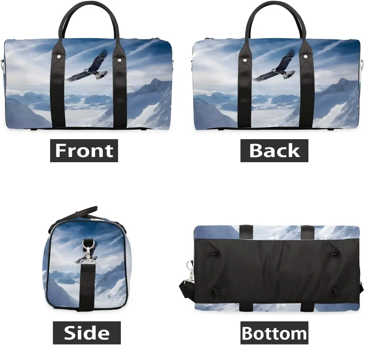 Eagles Travel Duffel Bag for Women Men Vintage Wild Animal Waterproof Foldable Overnight Weekender Bag Large Capacity Sports Gym Bag