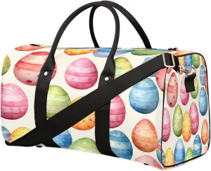 Easter Eggs Travel Duffel Bag, Colorful Egg Sports Gym Bag, Foldable Weekender Overnight Tote Bag Carry on Luggage Handbag for Yoga Workout