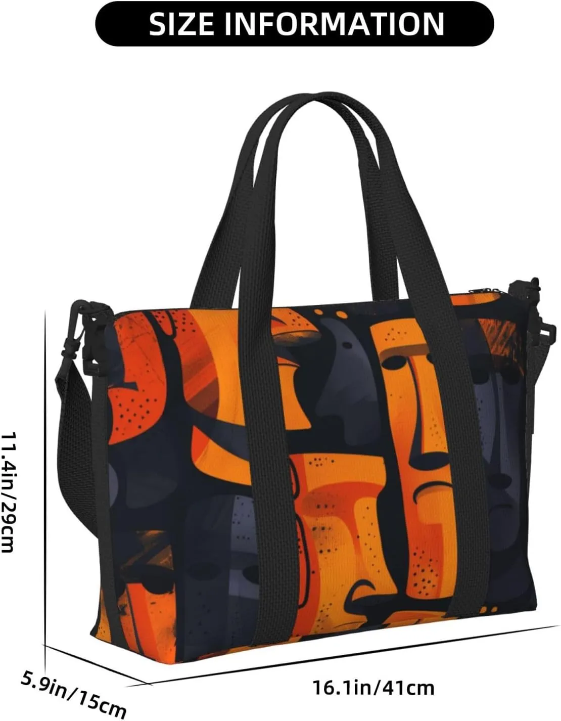 Easter Island statue art print Travel Duffel Bag, Sports Tote Gym Bag, Swim Pool Bag Large Shoulder Tote Bag for Beach Weekender