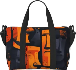 Easter Island statue art print Travel Duffel Bag, Sports Tote Gym Bag, Swim Pool Bag Large Shoulder Tote Bag for Beach Weekender