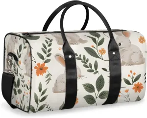 Easter Rabbits Travel Duffle Bag for Women Men Gym Duffel Foldable Bag Waterproof Weekender Green Eucalyptus Duffle Tote