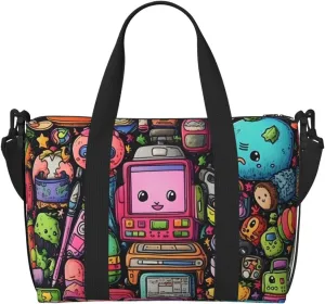 Education Learning Travel Duffel Bag Cartoon Science Carry On Tote Bag for Women Large Shoulder Weekender Overnight Bag Sports Gym Bag