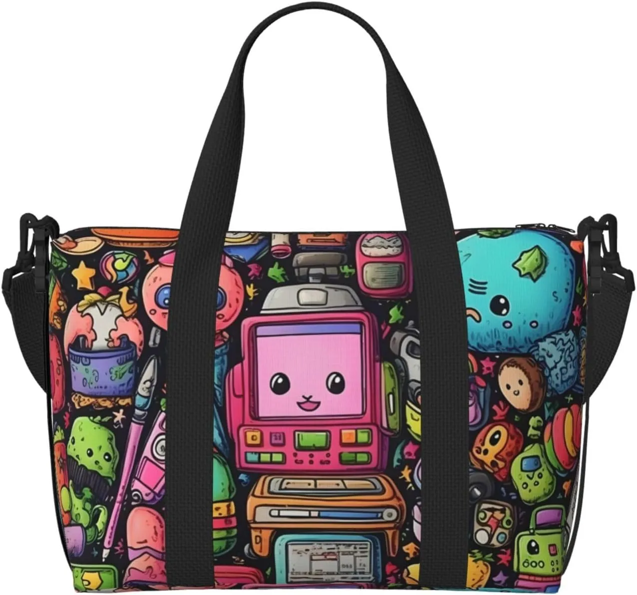 Education Learning Travel Duffel Bag Cartoon Science Carry On Tote Bag for Women Large Shoulder Weekender Overnight Bag Sports Gym Bag