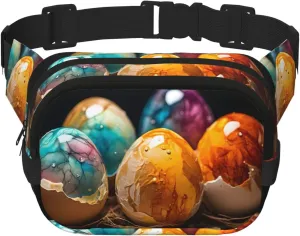 eggshell coloring Printed multifunctional waist bag, unisex trendy messenger bag, travel sports storage bag