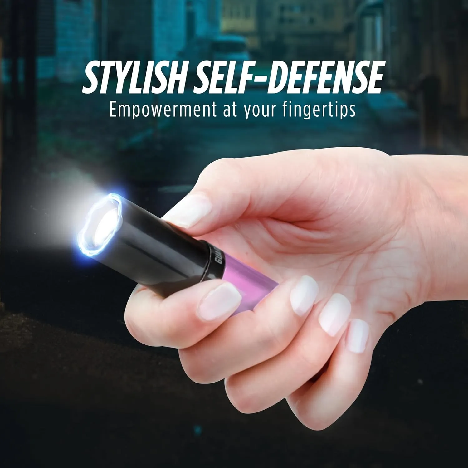 Electra Lipstick Mini Stun Gun for Women Self Defense, Discreet and Powerful Stun Gun Keychain with Flashlight, Maximum Voltage, Recharcheable Battery by Guard Dog Security