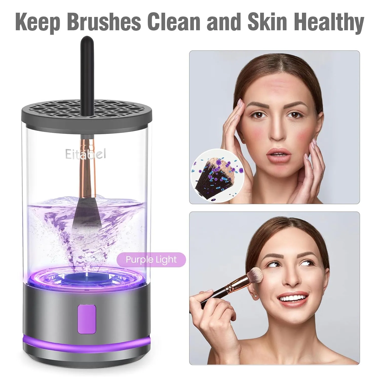 Electric Makeup Brush Cleaner machine, 2 in 1 Makeup Brush Cleanser & Washer Combined, Automatic Spinning Makeup Brush Cleaner For All Size Beauty Brush and Sponges