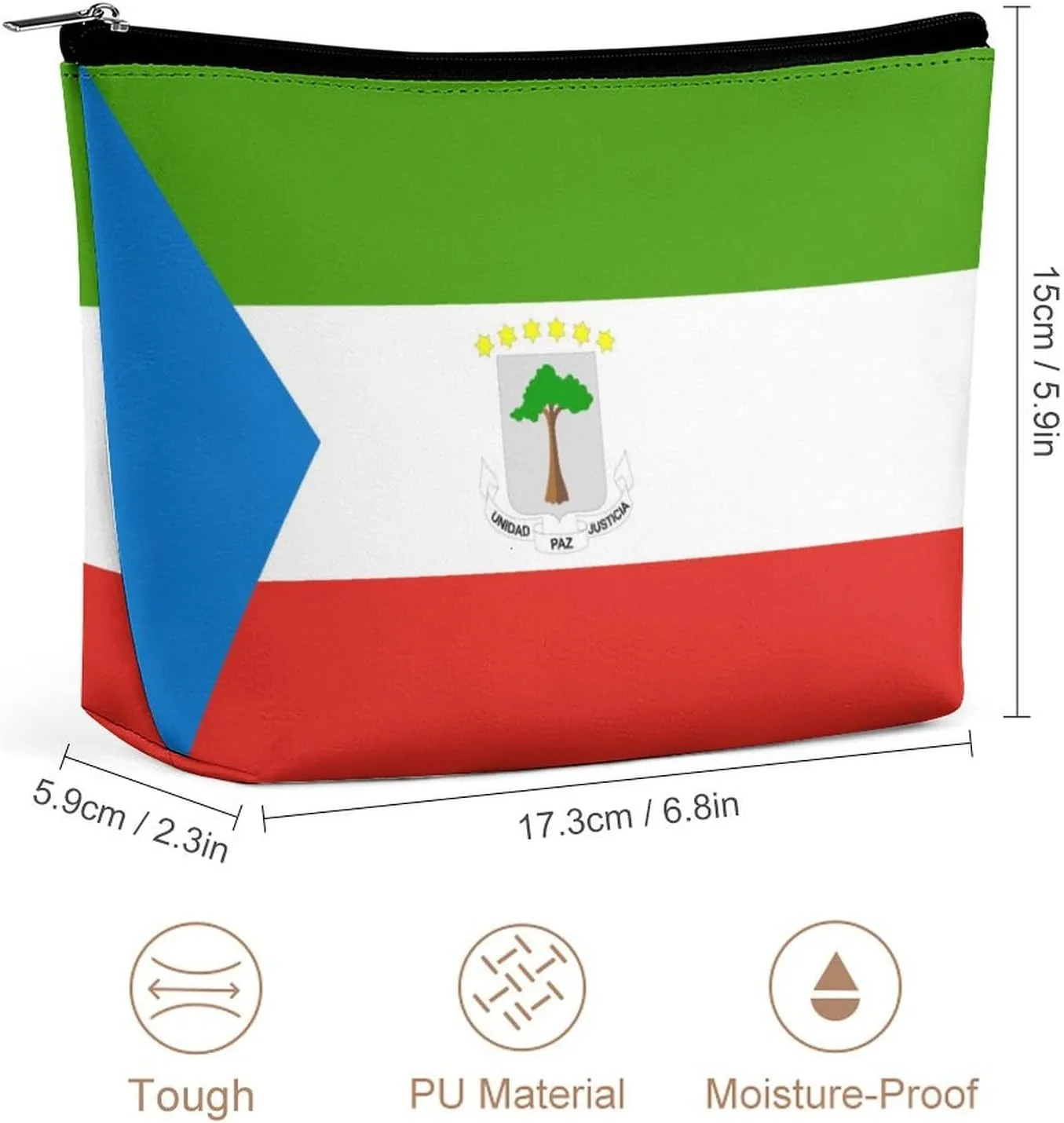 Equatorial Guinea Flag Travel Makeup Bag Lightweight Organizer Cosmetic Pouch for Women