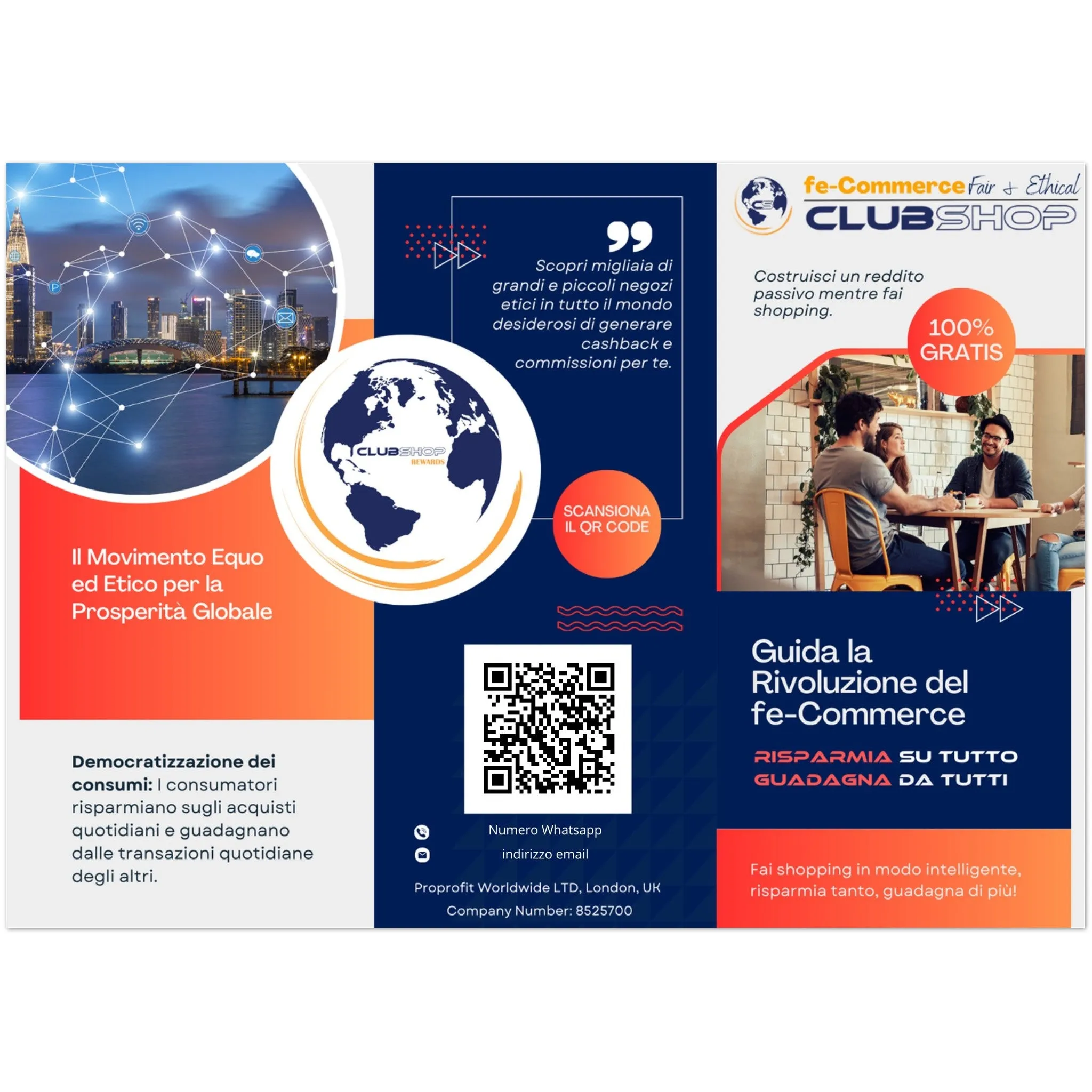 Espandi il tuo Mercato Globale fe-Commerce GRATUITO - Brochure pieghevole - 6 facciate