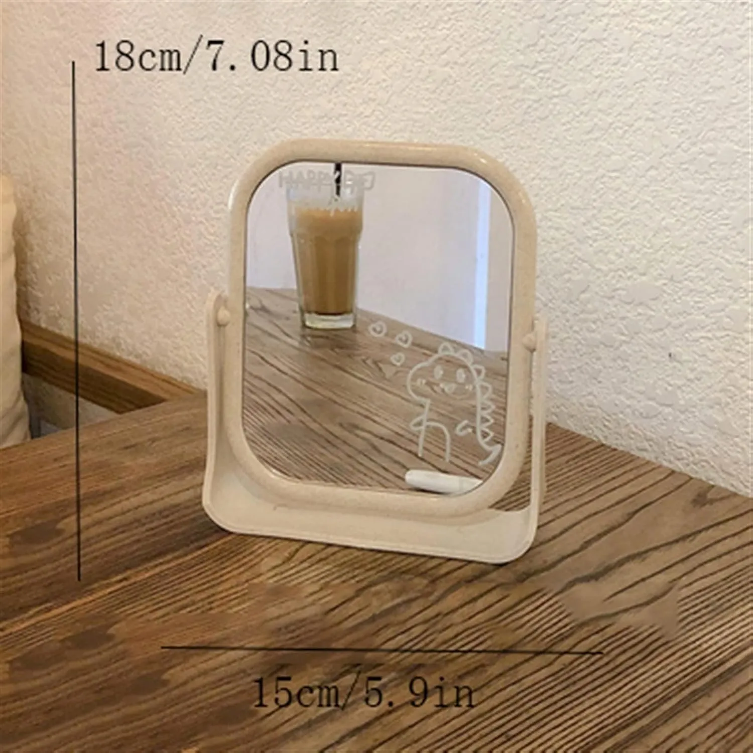 Espejo Mirror Desktop Makeup Mirror Female Student Dormitory Desktop can Stand Lovely Portable Vanity Mirror Small Square Household Double-Sided Mirror Makeup Mirror(Purple)