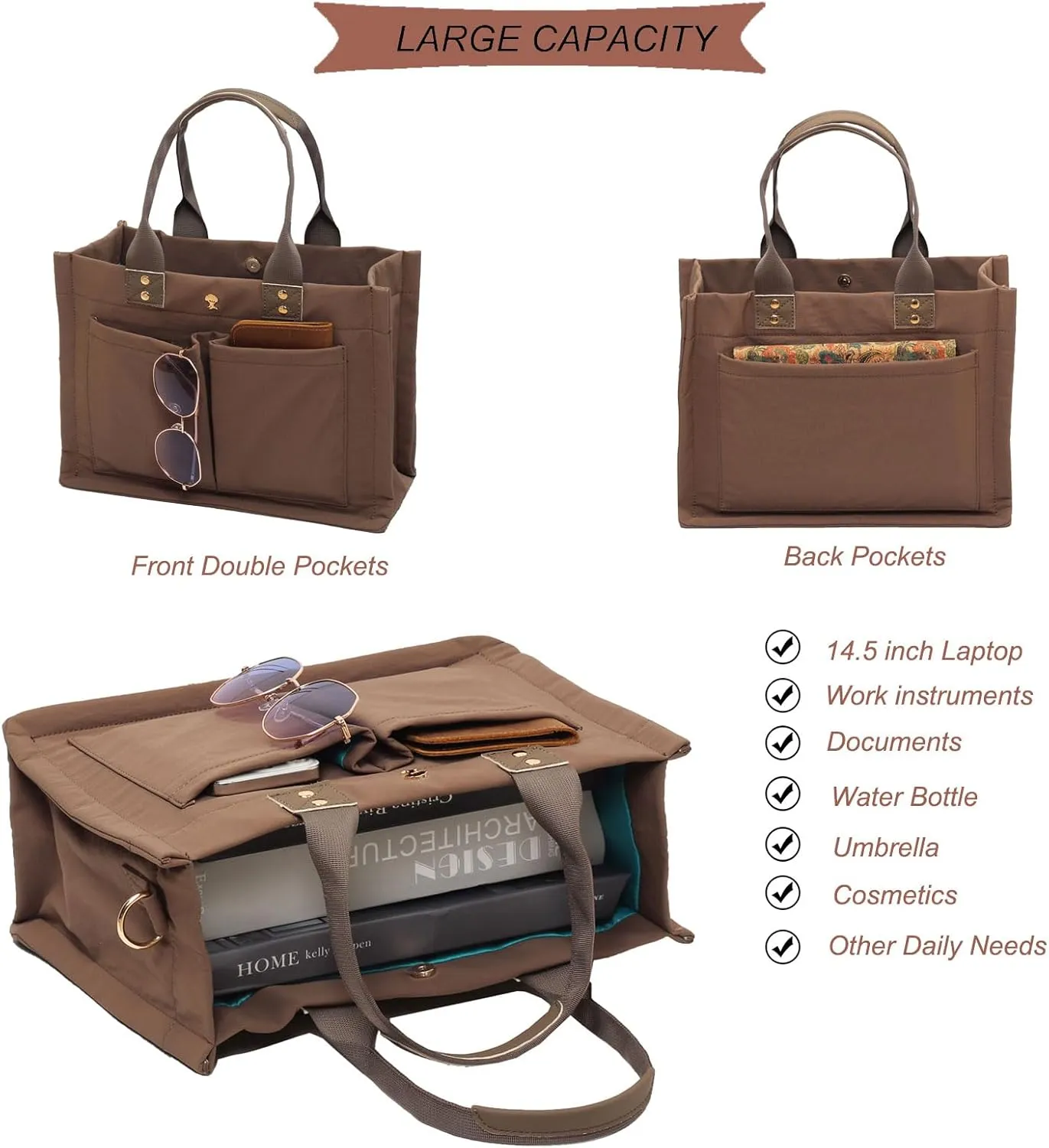 ESVAN Tote Bag for Women Purse Crossbody Bags for Work Diaper Travel Messenger Laptop Bag Handbags