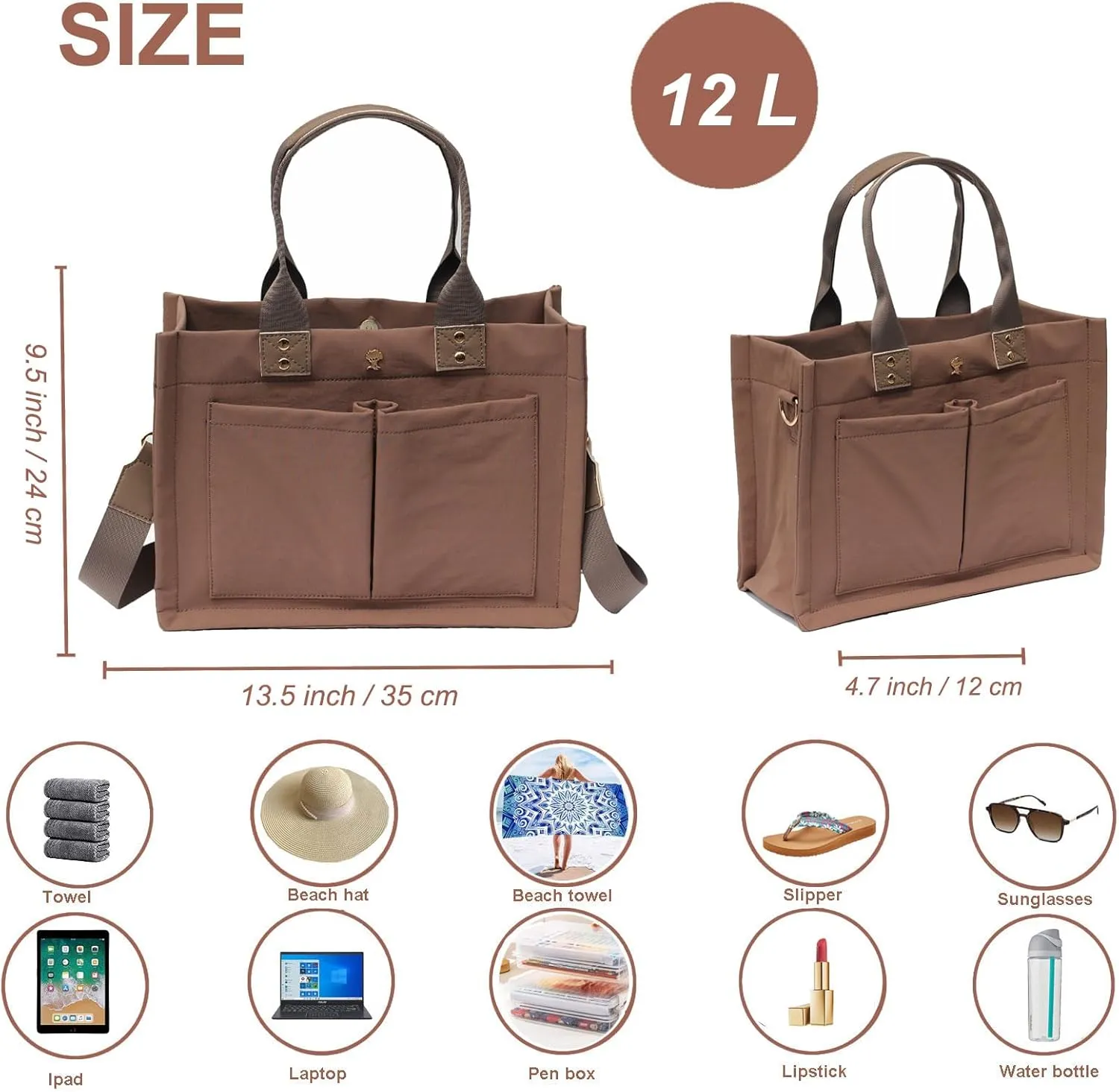 ESVAN Tote Bag for Women Purse Crossbody Bags for Work Diaper Travel Messenger Laptop Bag Handbags