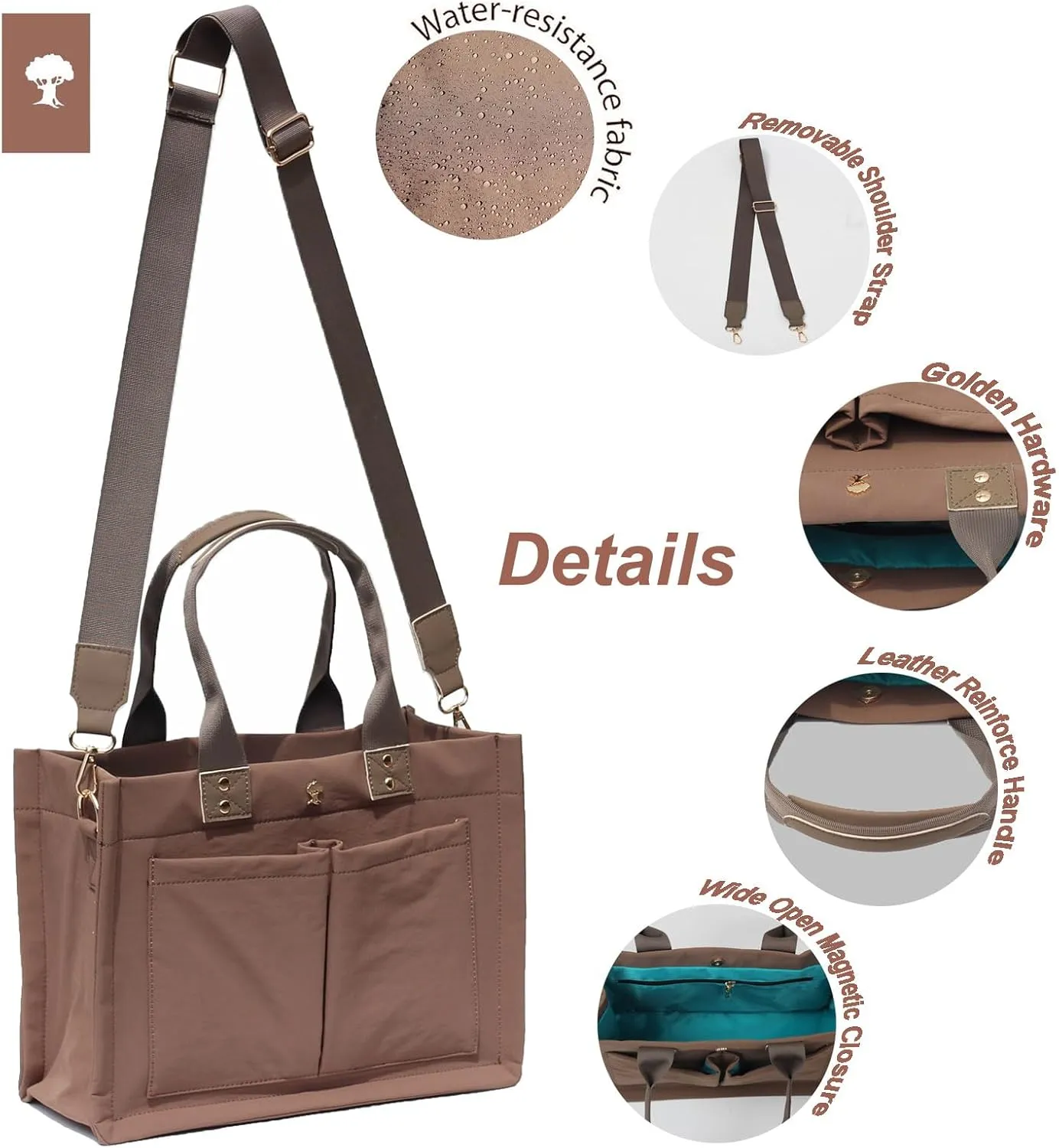 ESVAN Tote Bag for Women Purse Crossbody Bags for Work Diaper Travel Messenger Laptop Bag Handbags