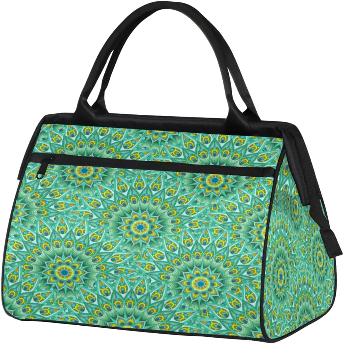 Ethnic Tribal Mandala Peacock Womens Weekender Overnight Bag Travel Duffel Bag 25L Carry On Tote Bag Gym Duffle Bag for Women Teen Girls