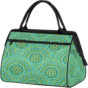 Ethnic Tribal Mandala Peacock Womens Weekender Overnight Bag Travel Duffel Bag 25L Carry On Tote Bag Gym Duffle Bag for Women Teen Girls