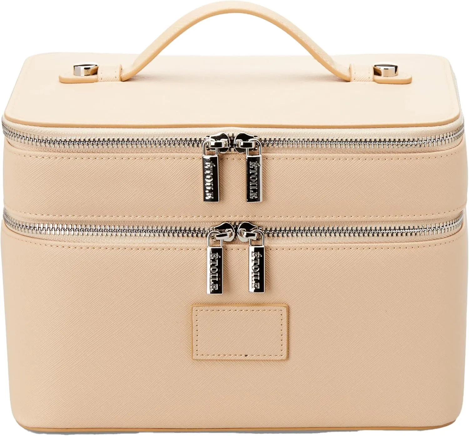 ETOILE - Duo Vanity Case Beige - Large Functional Travel Makeup Bag Organizer with Removable Divider & Mirror