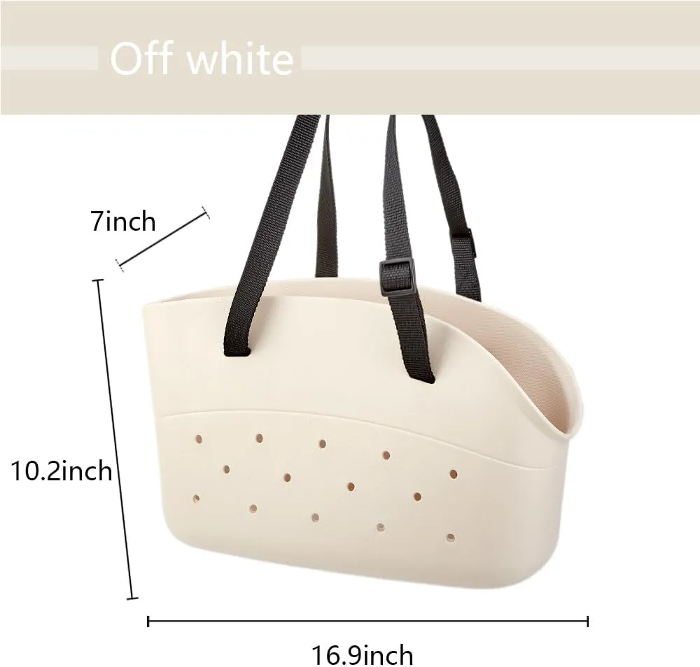 EVA Pet Bag Tote Bag Fashion Adjustable Shoulder Strap Waterproof and wear-Resistant Large Capacity Bag (Large, Off White)