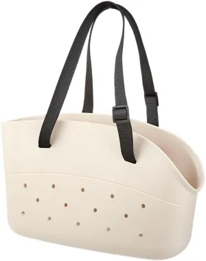 EVA Pet Bag Tote Bag Fashion Adjustable Shoulder Strap Waterproof and wear-Resistant Large Capacity Bag (Large, Off White)