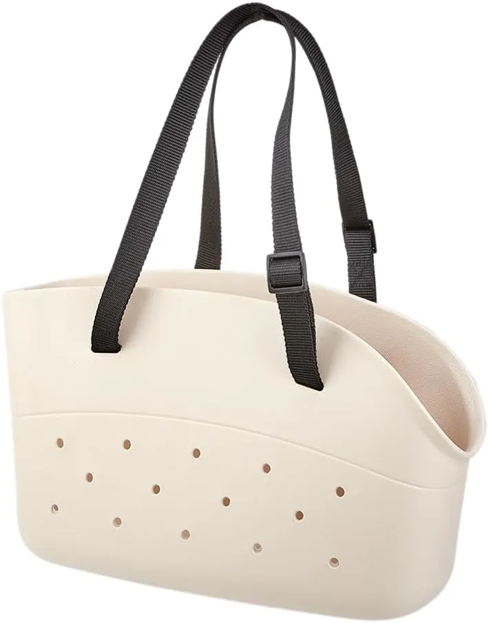 EVA Pet Bag Tote Bag Fashion Adjustable Shoulder Strap Waterproof and wear-Resistant Large Capacity Bag (Large, Off White)