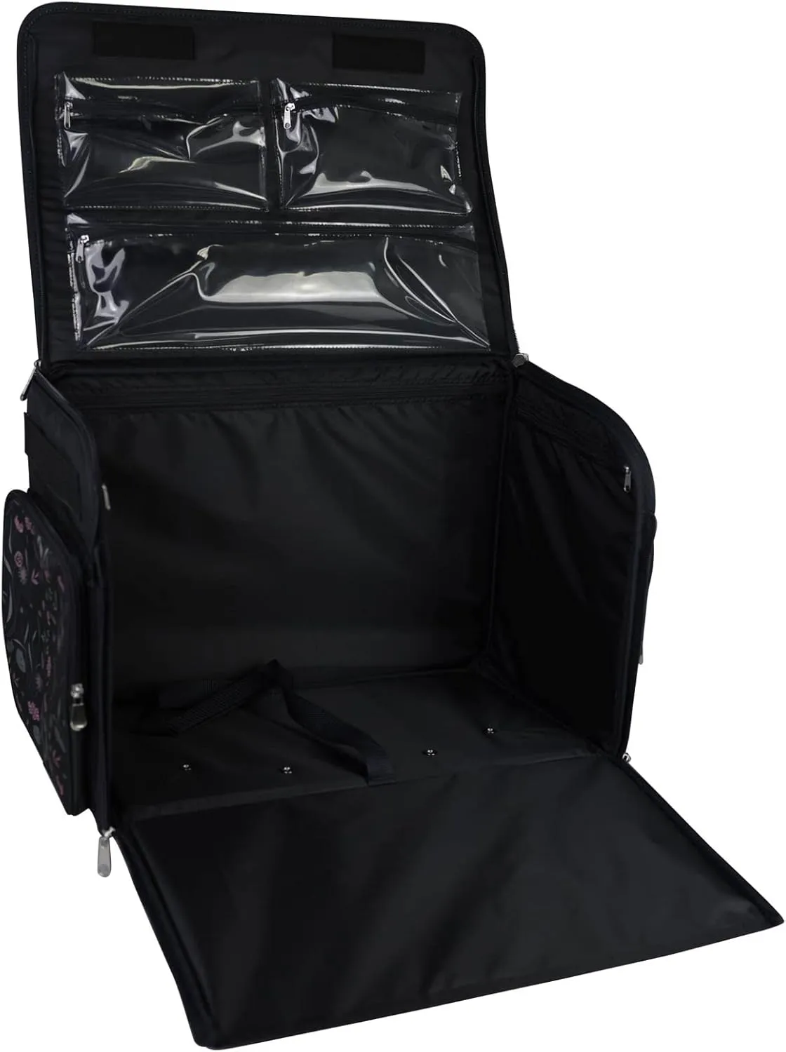 Everything Mary 4 Wheels Collapsible Deluxe Sewing Machine Storage Case, Black - Rolling Trolley Carrying Bag for Brother, Singer