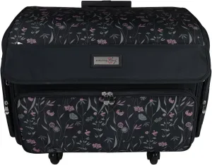Everything Mary 4 Wheels Collapsible Deluxe Sewing Machine Storage Case, Black - Rolling Trolley Carrying Bag for Brother, Singer