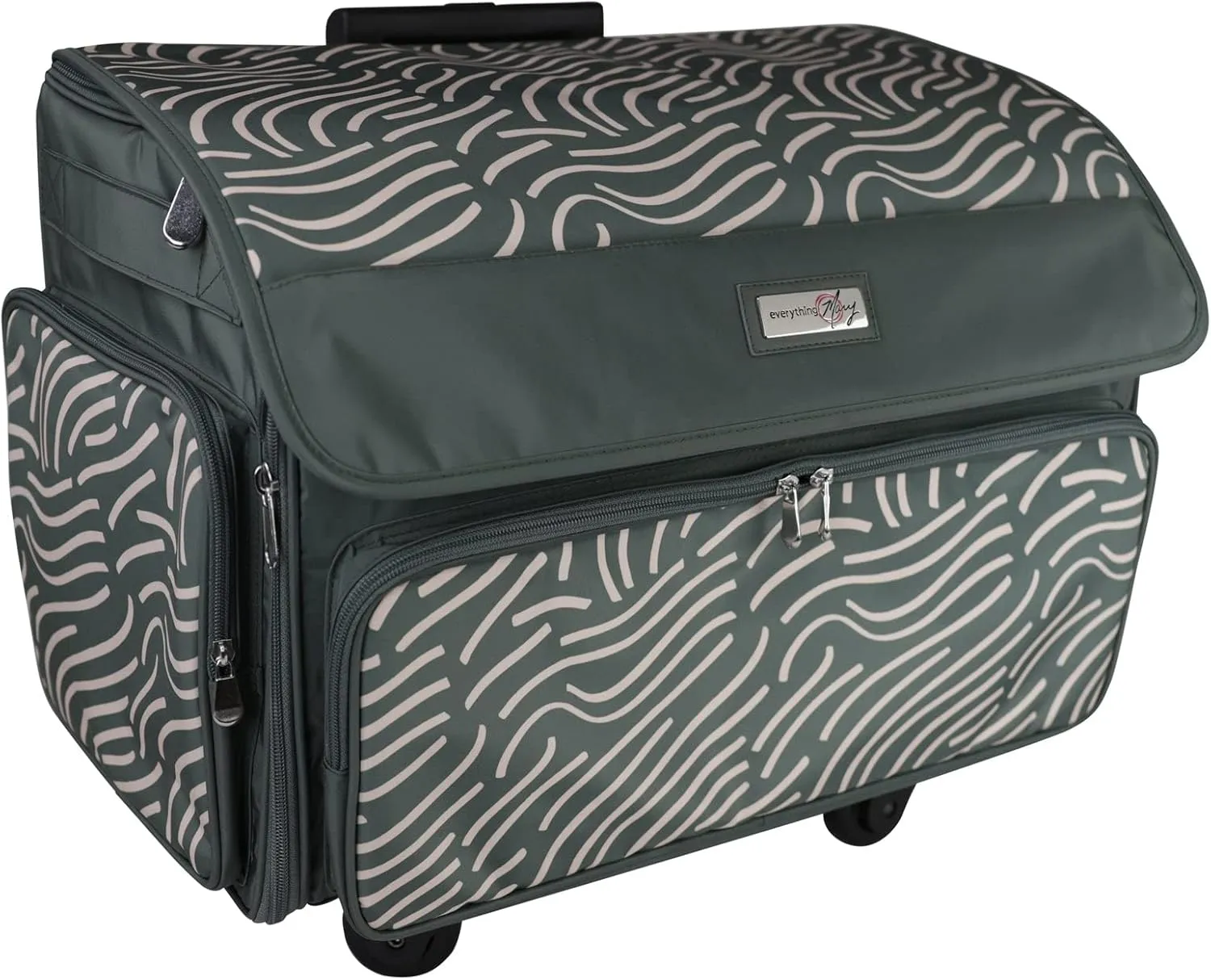 Everything Mary 4 Wheels Collapsible Deluxe Sewing Machine Storage Case, Black - Rolling Trolley Carrying Bag for Brother, Singer
