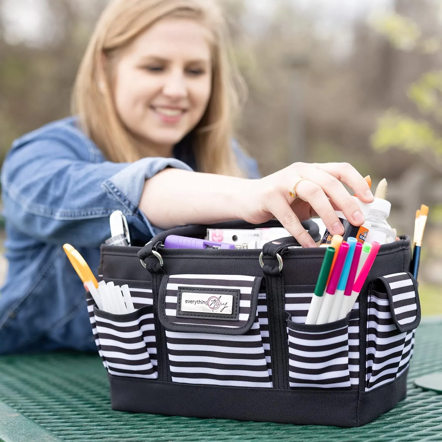 Everything Mary Deluxe Collapsible Store & Tote Organizer with Handles – Multipurpose Storage for Diapers, Snacks, Crafts, Toys, Office Supplies & Everyday Essentials