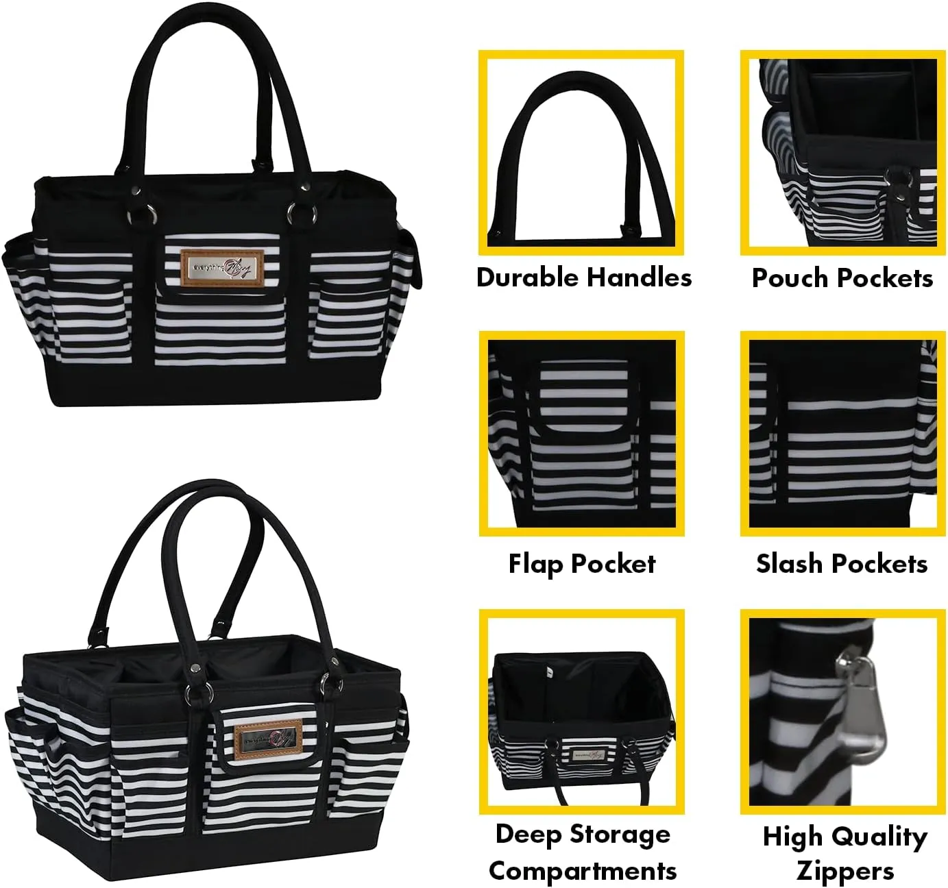 Everything Mary Deluxe Collapsible Store & Tote Organizer with Handles – Multipurpose Storage for Diapers, Snacks, Crafts, Toys, Office Supplies & Everyday Essentials