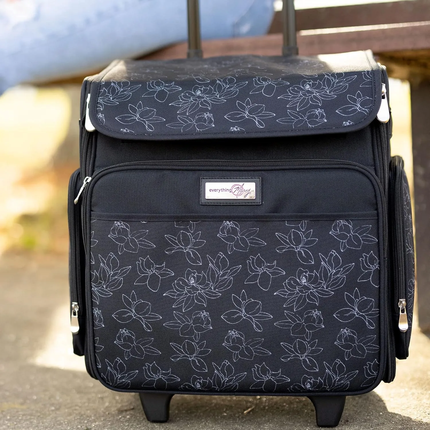 Everything Mary Rolling Craft Bag, Black & White - Papercraft Tote with Wheels for Scrapbook & Art Storage - Organizer Case for IRIS Boxes, Supplies & Accessories - for Teachers & Medical