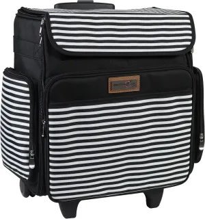 Everything Mary Rolling Craft Bag, Black & White Stripe - Papercraft Tote with Wheels for Scrapbook & Art Storage - Organizer Case for IRIS Boxes, Supplies, and Accessories - for Teachers & Medical