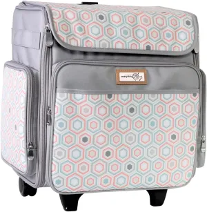 Everything Mary Rolling Craft Bag, Grey Hexagon - Papercraft Tote with Wheels for Scrapbook & Art Storage - Organizer Case for IRIS Boxes, Supplies, and Accessories - for Teachers & Medical