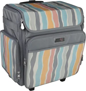 Everything Mary Rolling Craft Bag, Grey Stripes - Papercraft Tote with Wheels for Scrapbook & Art Storage - Organizer Case for IRIS Boxes, Supplies & Accessories - for Teachers & Medical