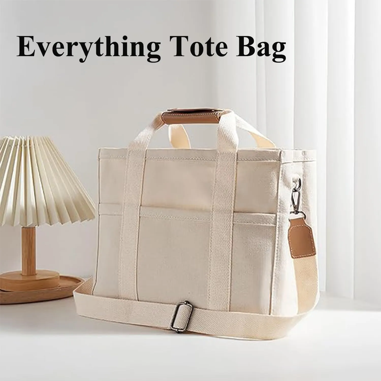 Everything Tote Bag, Everything Bag, Canvas Tote Bag with Compartments