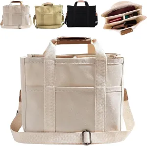Everything Tote Bag, Everything Bag, Canvas Tote Bag with Compartments
