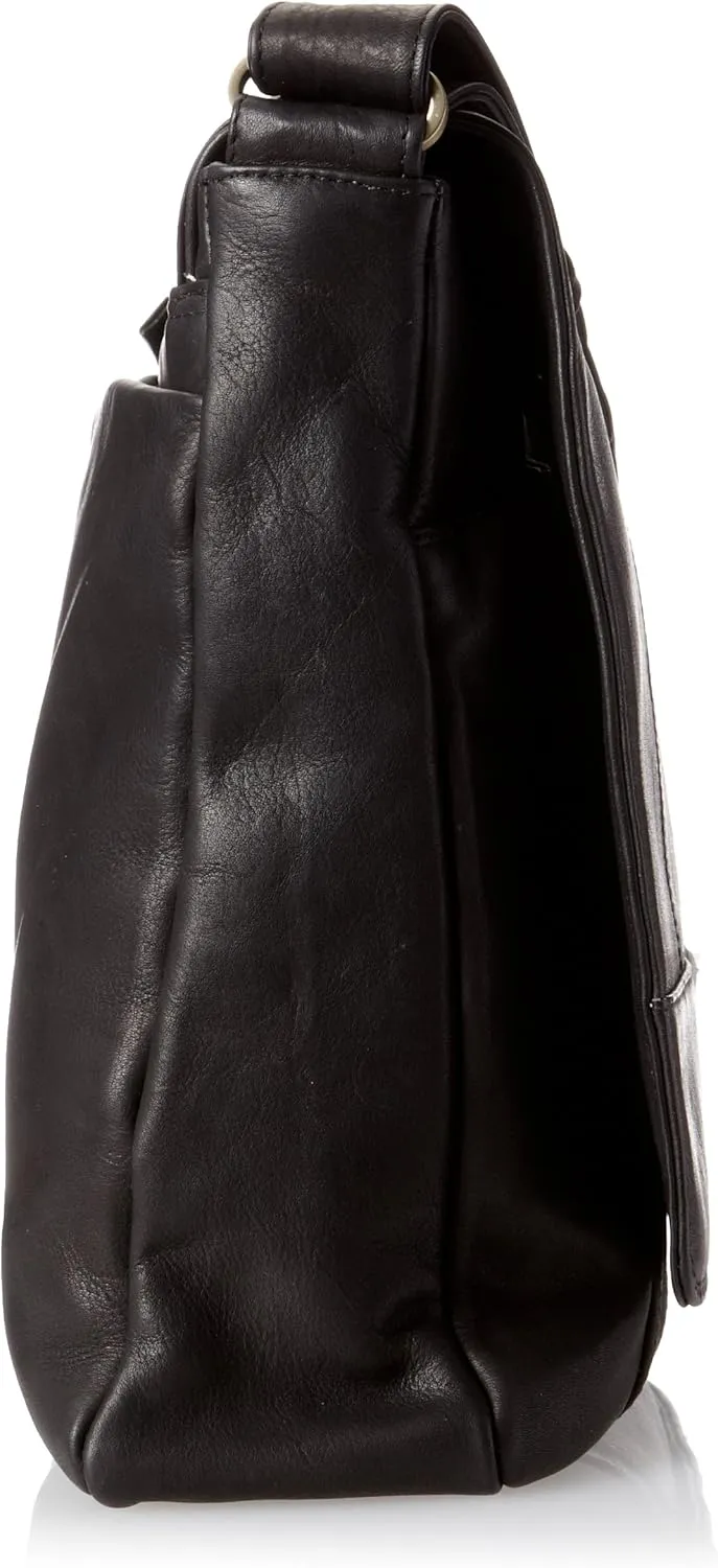 Ew 3/4 Flap Unisex Messenger Bag, Black, One Size
