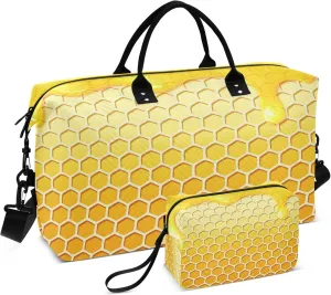 Exnundod Travel Duffel Bags Dripping Sweet Honey Sports Gym Bag Weekender Carry On Tote Overnight Luggage Bags for Women and Men