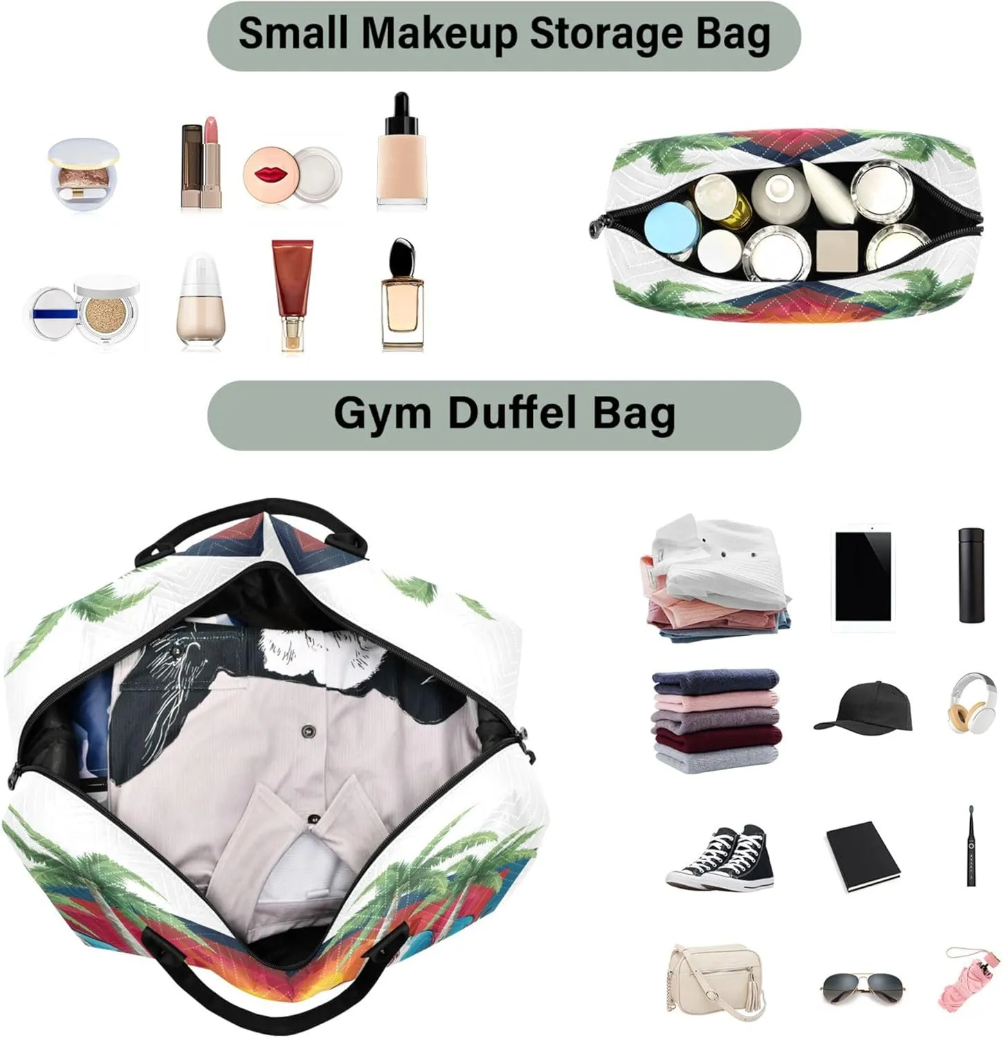 Exnundod Women Weekender Bags Swimming Shih Tzu Dog Travel Duffel Bags Carry On Overnight Bag Beach Coconut Tree Large Hospital Tote Luggage